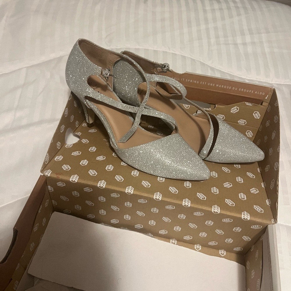 Call it spring silver sparkle heels Shimmering Silver Women's Heels